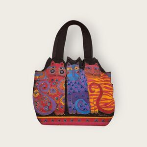 Vintage Y2k early 2000s funky art print cat graphic purse